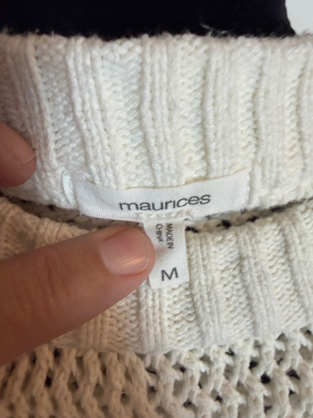 Maurices Cream Open-Knit Sweater with American Flag - Picture 2 of 4